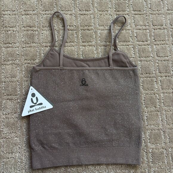 Phat Buddha 2pc Shimmer Crop Tank M/L Leggings XS/S Workout Set Outfit Metallic - Picture 3 of 9